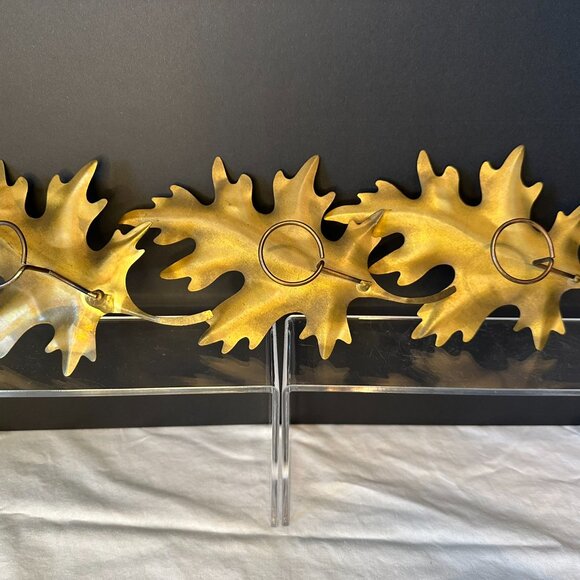 Homco Home Interiors brass color metal Oak leaves Wall Hanging Vintage - Picture 2 of 6